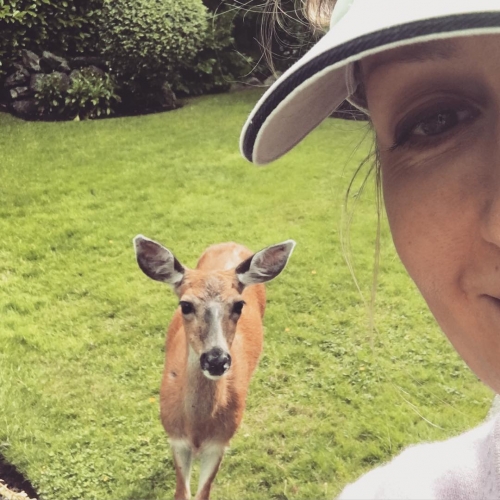 Me and my girlfriend #deer #urban #animals July 2016