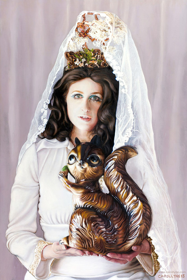 Madonna and Bank Squirrel, 24 x 36, oil on wood panel, 2015