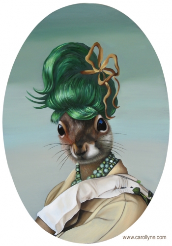 Green Bun Squirrel 14 X 20 Oil on board 2011 SOLD Private Collection