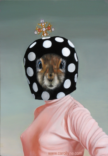 Mushroom Hat Squirrel (after Mary Quant) 14 X 20 Oil on board 2011 SOLD Private Collection