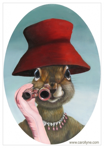 Red Hat Squirrel 14 X 20 Oil on board 2011 SOLD Private Collection