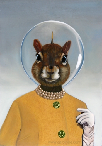 Space Hat Squirrel 14 X 20 Medium: Oil on board 2011 SOLD Private Collection