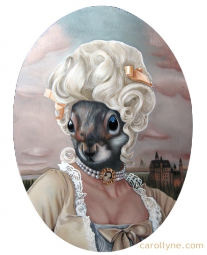 Romance Squirrel 10 X 14 Oil on board 2012 SOLD Private Collection<br>