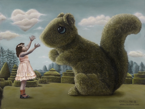 Romancing the Squirrel 18 X 24 Oil on board 2013 