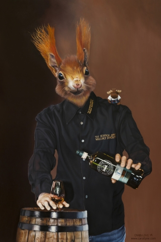 Society Squirrel (and the Angel's Share) 24" x 36" Oil on panel 2014 Corporate Commission, Scotch Malt Whisky Society Canada SOLD