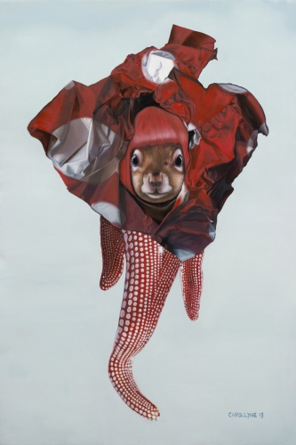 Yayoi Kusama Squirrel 24 x 36 Oil on panel 2013 