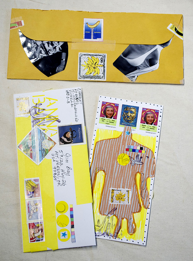 Mail art received (above), mail art created for response (below). (B side)