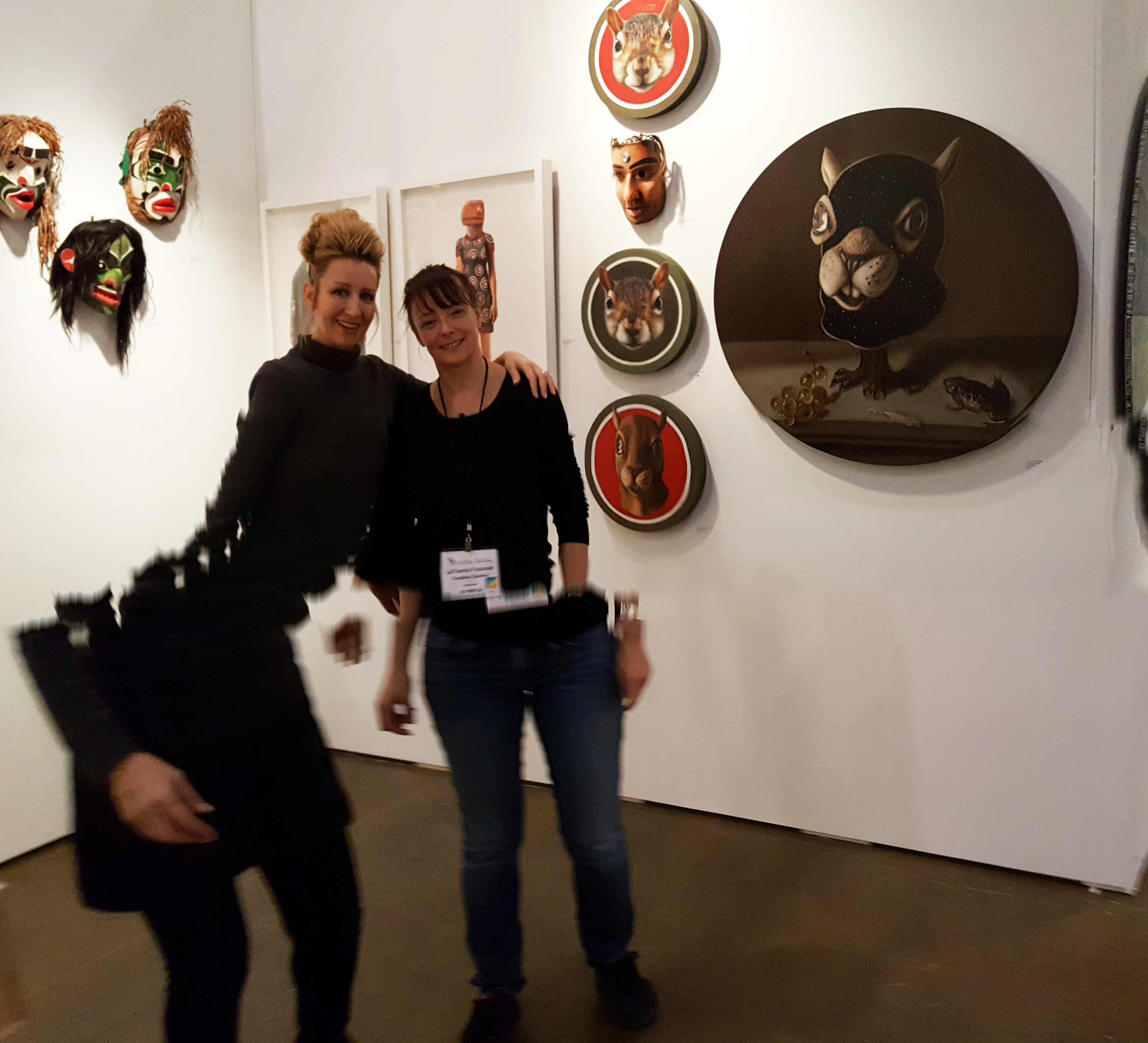 With LaTiesha Fazakas, Fazakas Gallery. Squirrealims next to Beau Dick masks.