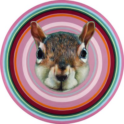 Infinity Squirrel, oil on panel, 30" diameter, 2017