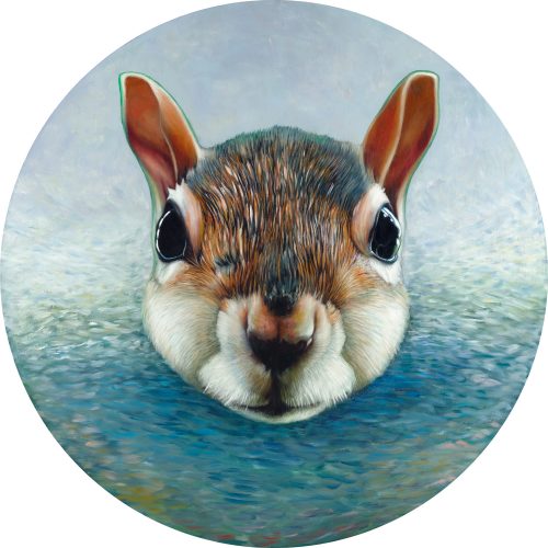 La Mer Squirrel, oil on panel, 30" diameter, 2017 SOLD Private Collection