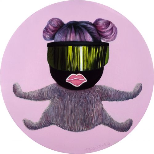 mtSQRL Bionic, oil on panel, 15″ diameter, 2018.