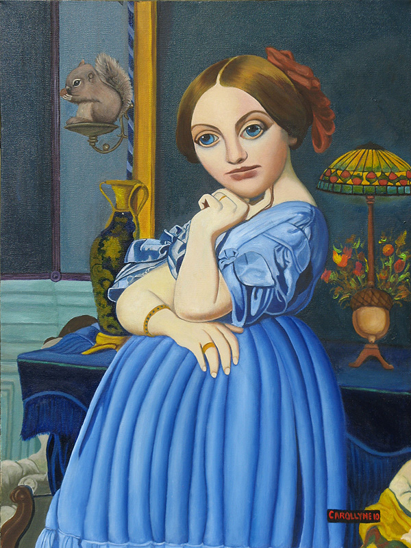 LadyBlue and LittleSquirrel Too, Acrylic on Canvas, 18 X 24, Carollyne Yardley, 2010