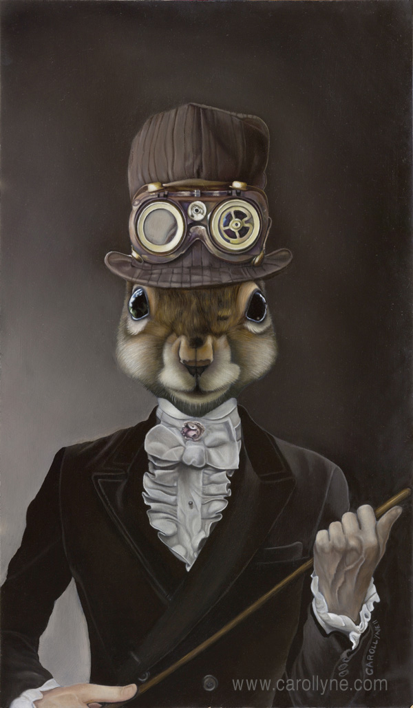 Steampunk Squirrel | Oil on Board | 2011 | Carollyne Yardley
