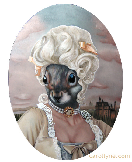 Romance Squirrel | 10 X 14 | Oil on Board with frame | Carollyne Yardley