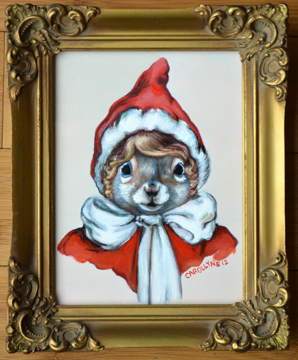 Santa Squirrel | Oil on Board | 2012 | Carollyne Yardley