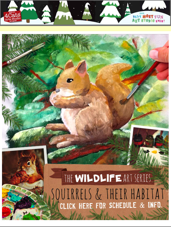 4 Cats Studio, Royal Oak, Drawing and Painting | Squirrels and their Habitat | Class starts January 16, 2013
