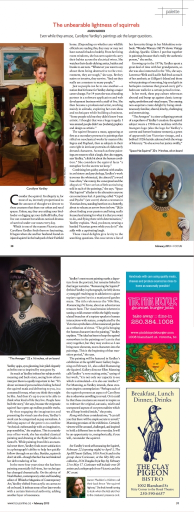 Focus Magazine February 2013 VOL. 25 NO.5, Article by Aaren Madden, The unbearable lightness of squirrels, pgs 30-31