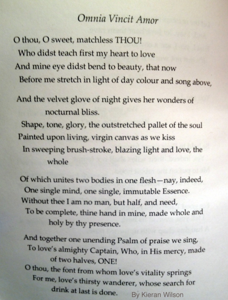 Omnia Vincit Amor pg. 16 from the book, Imitations of Eternity by Kieran Wilson, 2013