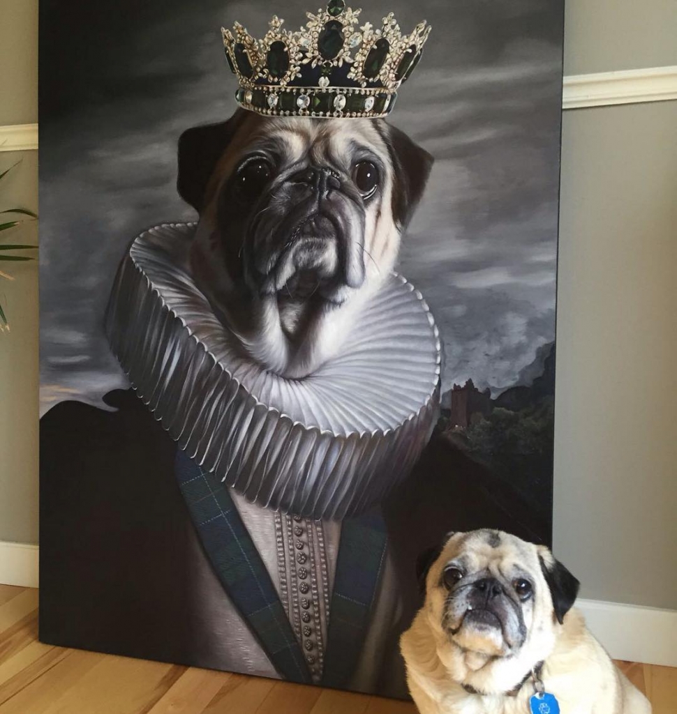 Rocco with pug painting.