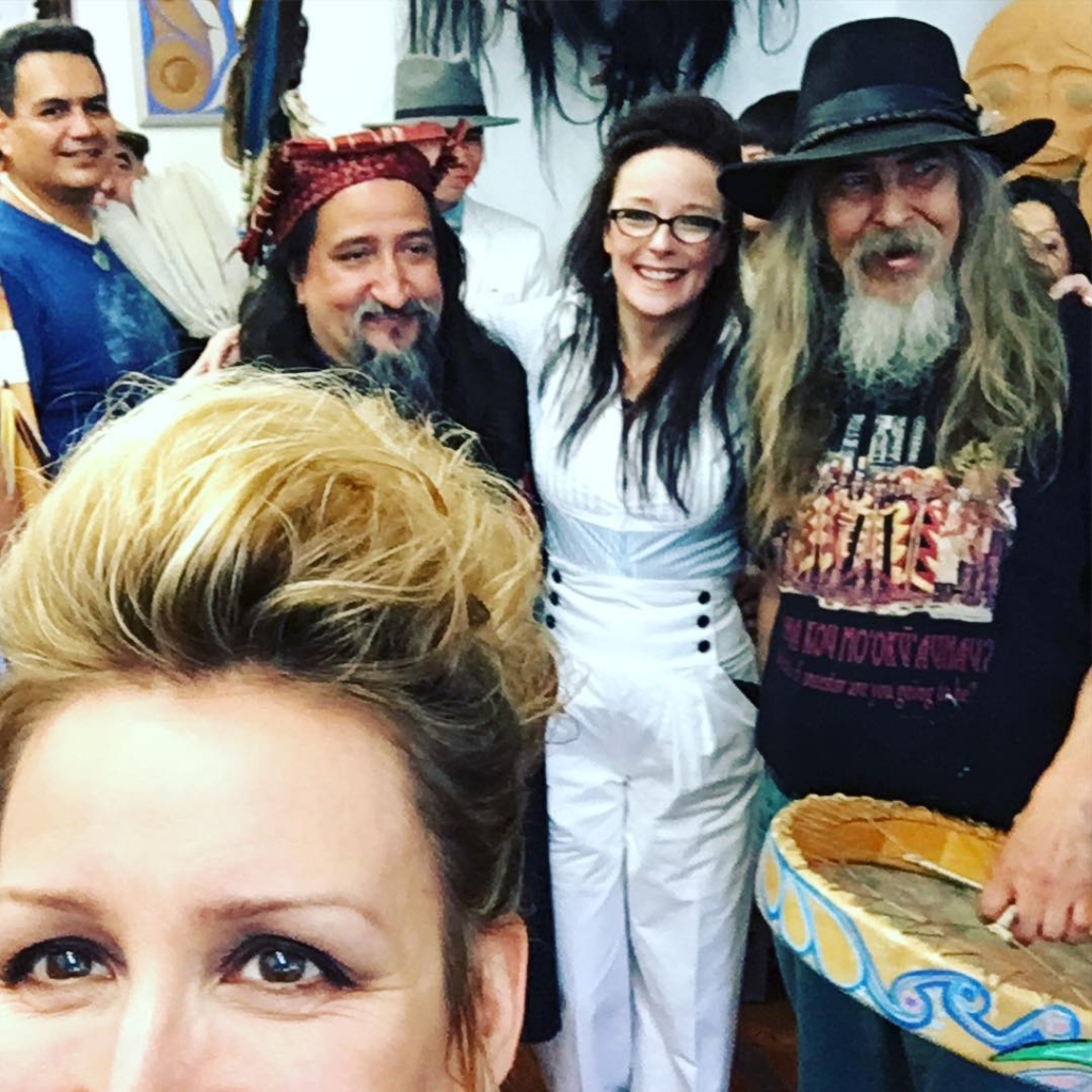 Get myself in the photo any which way. With LaTiesha Fazakas and Beau Dick. @fazakasgallery Divergent Convergence June 25 - July 22, 2016. #vancity #yvrartevent #vancouver #yvr