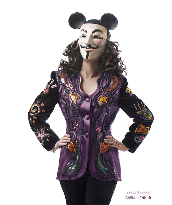 The Celebrity of Being Anonymouse, oil on wood panel, 60" x 40" (152.4 cm x 101.6 cm), by Carollyne Yardley