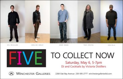 FIVE May 2 - 27, 2017 An exhibition of contemporary art from Vicky Christou, Jeremy Mangan, Neil McClelland, Sean Mills and Carollyne Yardley