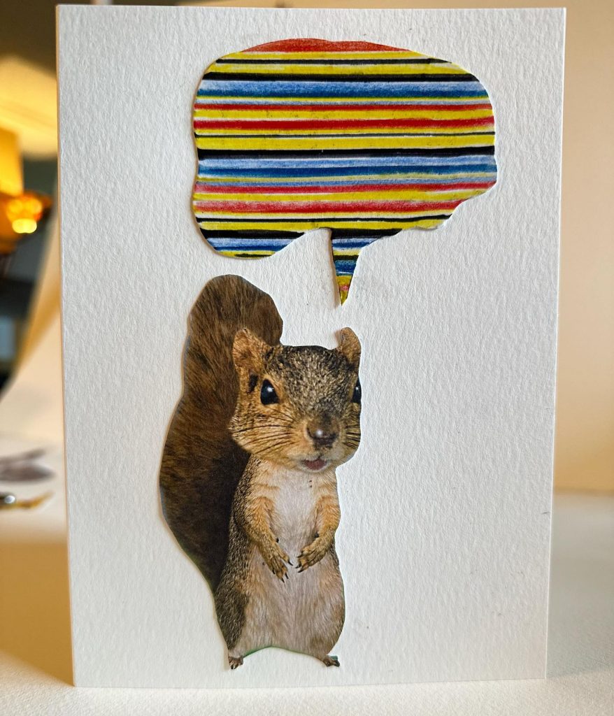 Testing Intuitive interspecies communication techniques, mixed paper on watercolour paper (after Michael Morris), 5" x 7", 2023